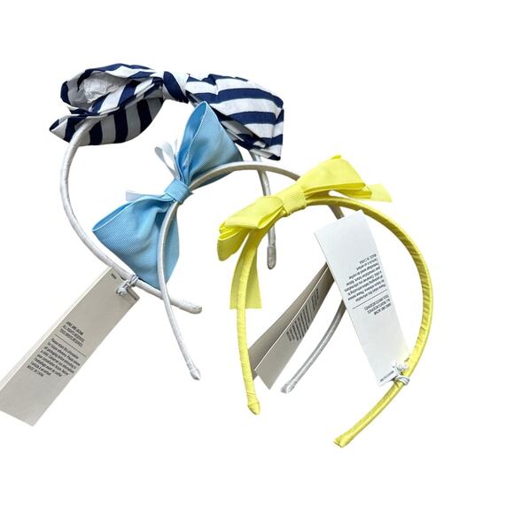 Janie and Jack Lot of 3 Headbands One Size Yellow Blue Striped New with tags - Picture 1 of 4